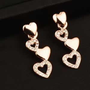 Romantic Crystal Heart To Heart Stud Earrings